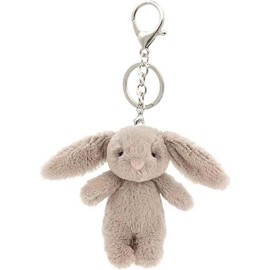 LOHGOU Cute Mini Rabbit Keychain Stuffed Rabbit Bag Decoration Fluffy Charm Birthday Gift, brown pink