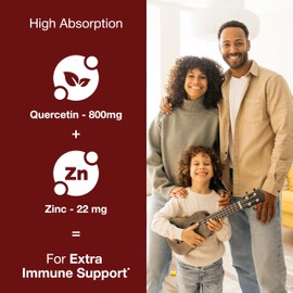 Sandhu's Zinc Quercetin 60 Vegetarian Capsules (Pack of 1) | High Absorption Zink Supplements for Immunity and Seasonal Allergy | Antioxidant Immune Support for Men and Women | Easy to Swallow