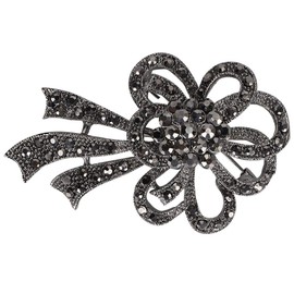 Rhinestone Black Flower Brooches Women Vintage Antique Silver Vintage Alloy Rhinestone Brooch Alloy Lapel Pin Scarf Clothing Decoration Accessories, Metal, Cubic Zirconia