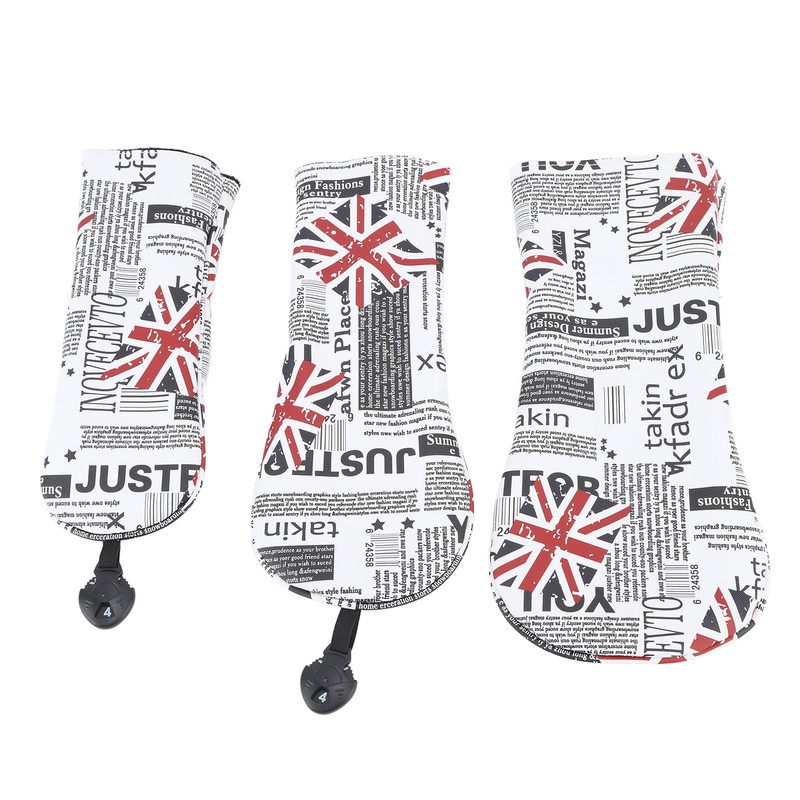 4Pcs UK Flag Print Golf Club Head Cover PU Golf