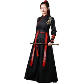 Lady Lazy Unisex Hanbu Cosplay Set, Kimono, Hakama, Kimono, Long, Ethnic Costume, Black, (L)