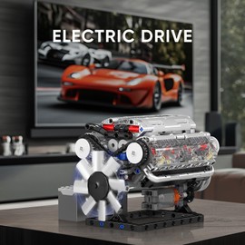 Mould King 10088 Technik V8 Engine Building Blocks Engine Model Clamping Blocks Simulation Motor with Functional Engine Kit (535 Pieces)