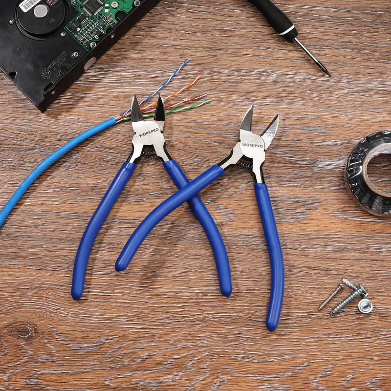 WORKPRO 2 Pack Wire Cutters, 6 Inch Precision Flush Cutters,