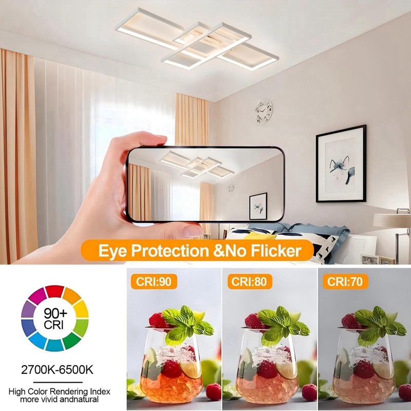 Huilefu Modern Dimmable LED Ceiling Light Fixture,with Remote Control 3