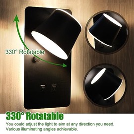 12V RV LED Bedside Reading Light with Night Light Version and Independent Switch, 350° Rotatable RV Vanity Wall Sconce, 12Volt RV Interior Lights for 