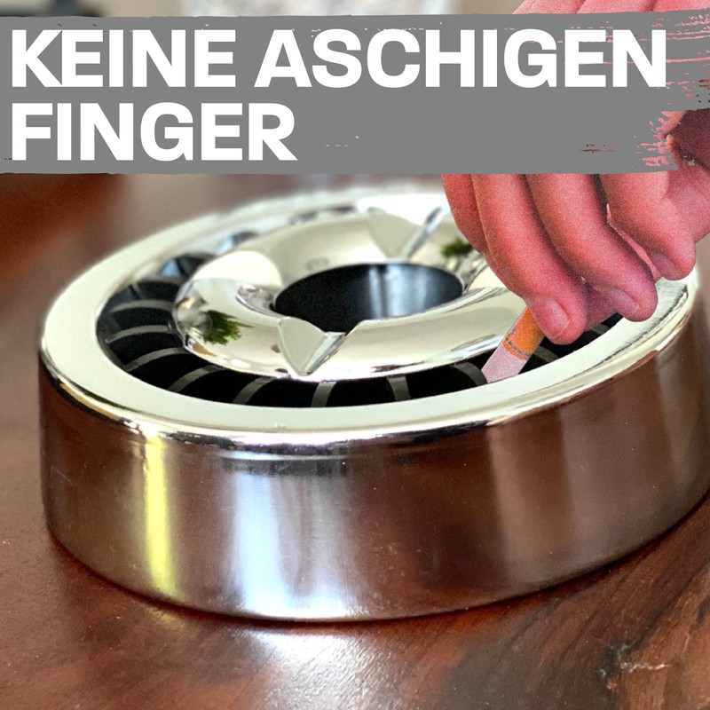 3 Glow Killer Ashtrays for Outdoor Use, Silver, Windproof, Dishwasher