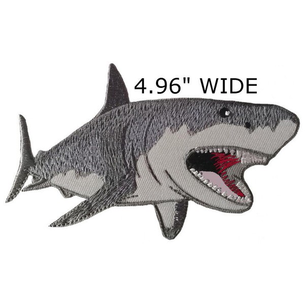 Athena Brands GREAT WHITE SHARK EMBROIDERED PATCH Hook FISH applique