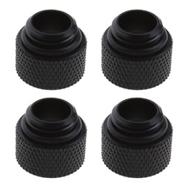 EMSea 4pcs Black G 1/4 Inch Extended Nut Seat 10mm Brass Adapter with O-Ring Rubber for Desktop Computer Water Cooling System