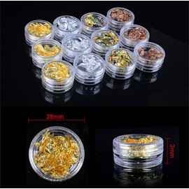 Kingsie Nail Foil Broken Hologram Set of 24 Nail Nugets, Silver, Gold, Sparkling, Hologram, Gel Nails, Embedded Nail Parts, Resin Enclosure, Material Manicure