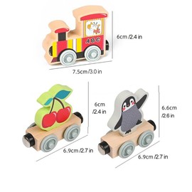 Wooden Train Set, 1 Box Montessori Toy, Early Education Transportation Toy, Birthday Gift for Kids Boys Girls,  Toy Train:_Multicolor_Ocean