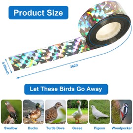 3 Rolls 787 FT Bird Scare Tape Double Ribbon Hanging Reflective Bird Tape Ribbon for Avoid Pigeon Gulls Crows Starlings Birds Animal from House Garden Patio Lawn Orchard
