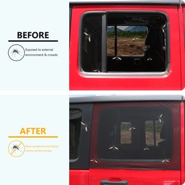 RERPRO Rear Side Window Blackout Sun Shades Screen Curtains Compatible with 2007-2025 Jeep Wrangler JK JL 4 Door 4XE Gladiator JT Accessories Breathable Mesh Cover for Baby Pets UV/Privacy Protection