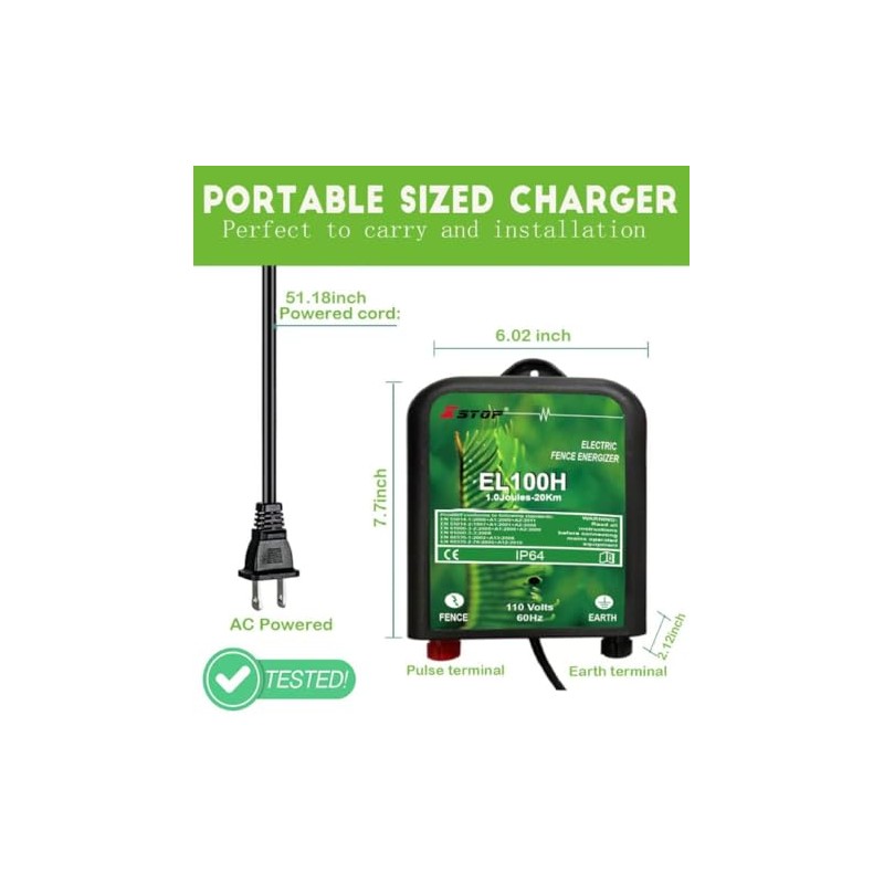 Electric Fence Energizer Full Set XSTOP EL100HSET for Horses and