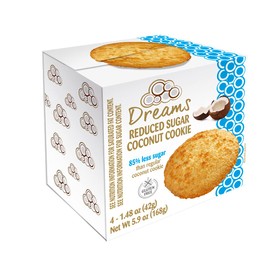 Reduced Sugar Coconut Cookie – Macaroons, Healthy Snacks, Gluten-Free, Protein and Nutrient Packed – DREAMS COCONUT – Pack of 4 (x 1.48oz/42g), 5.92oz/ 168g