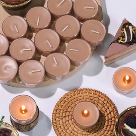 16Pcs Caramel Scented Tealight Candles, Brown Soy Wax Tea Lights with Essential Oils, 4h Long Burning Tea Light Candles for Spa, Romantic Decor, Meditation, Dinner, and Home Decor