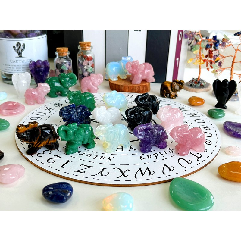 XIANNVXI 2Pcs 2" Crystal Angel Elephant Statue Healing Crystals Amethyst
