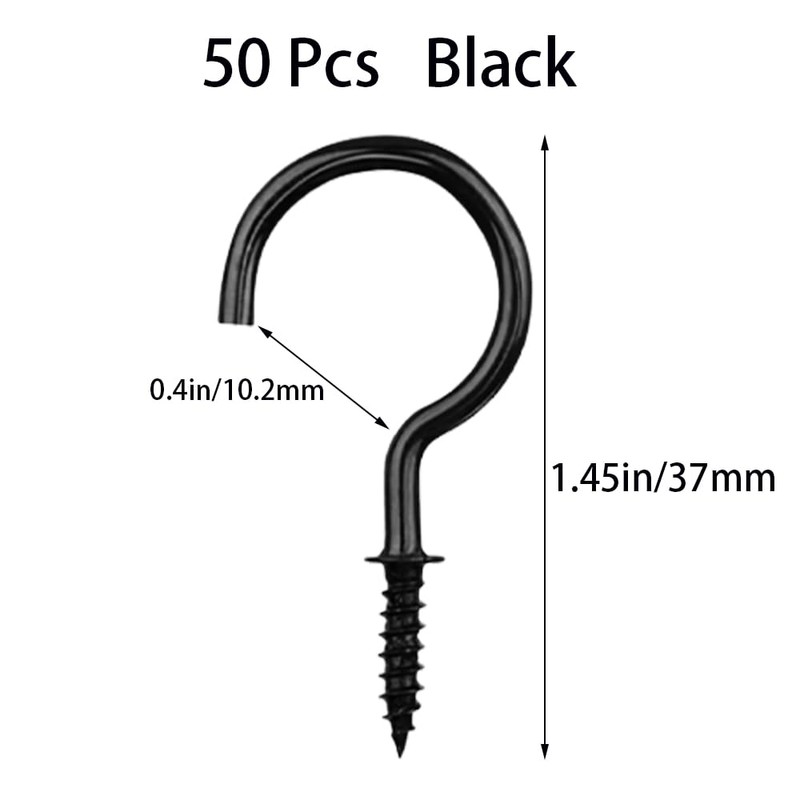 xiaozhenjida 50 Pcs Screw-in Ceiling Hooks Screw Hooks Cup Hooks