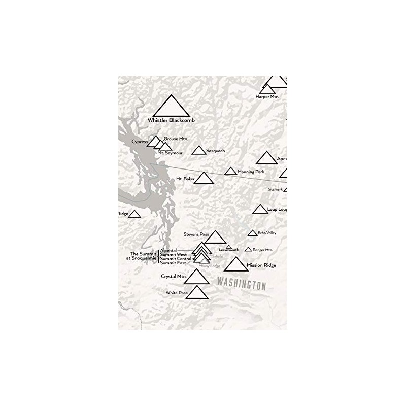 Western Ski Resorts Map 24x36 Poster (White & Gray)