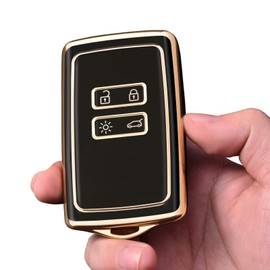 OATSBASF Car Key Case for Renault, 4-Button Key Case Cover for Renault Clio Espace 5 Master Bus Talisman Megane USW Fluence Duster Megane Kadjar Coque Captur Zoe Koleos Scenic (Black)