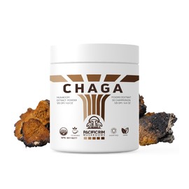 Pacific Rim Mushrooms Chaga Mushroom Powder - Wild Mushroom Extract Supplement, Ultra Strength 10:1 Chaga for Digestive and Immune System Support, 125 grams