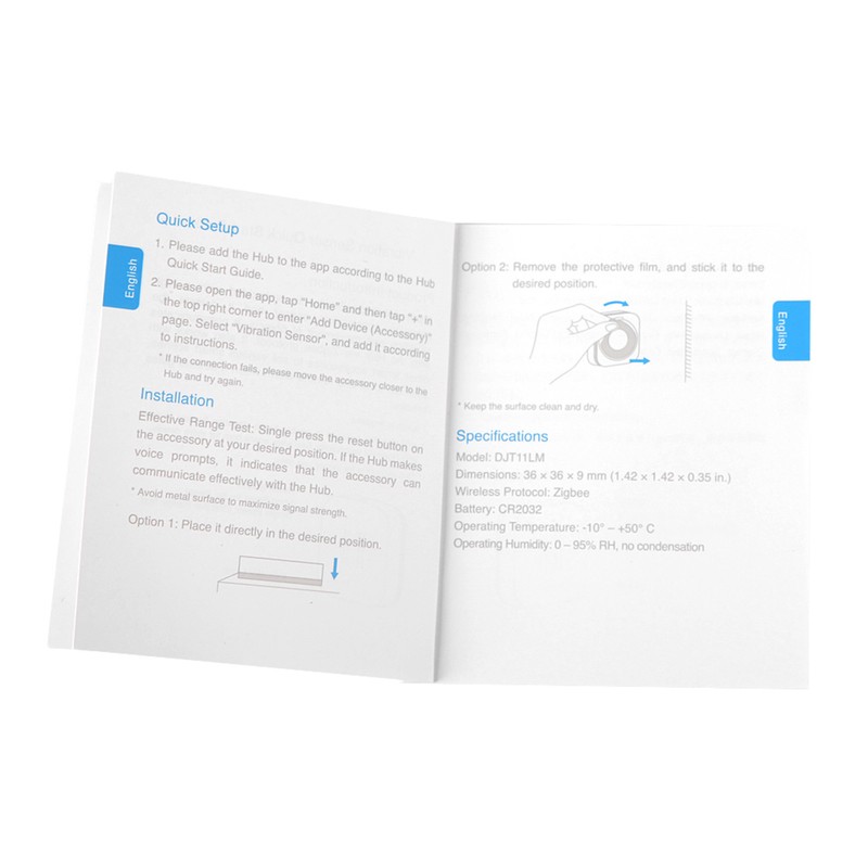 Smart Vibration Sensor ZigBee Shock Sensor for Home Safety White