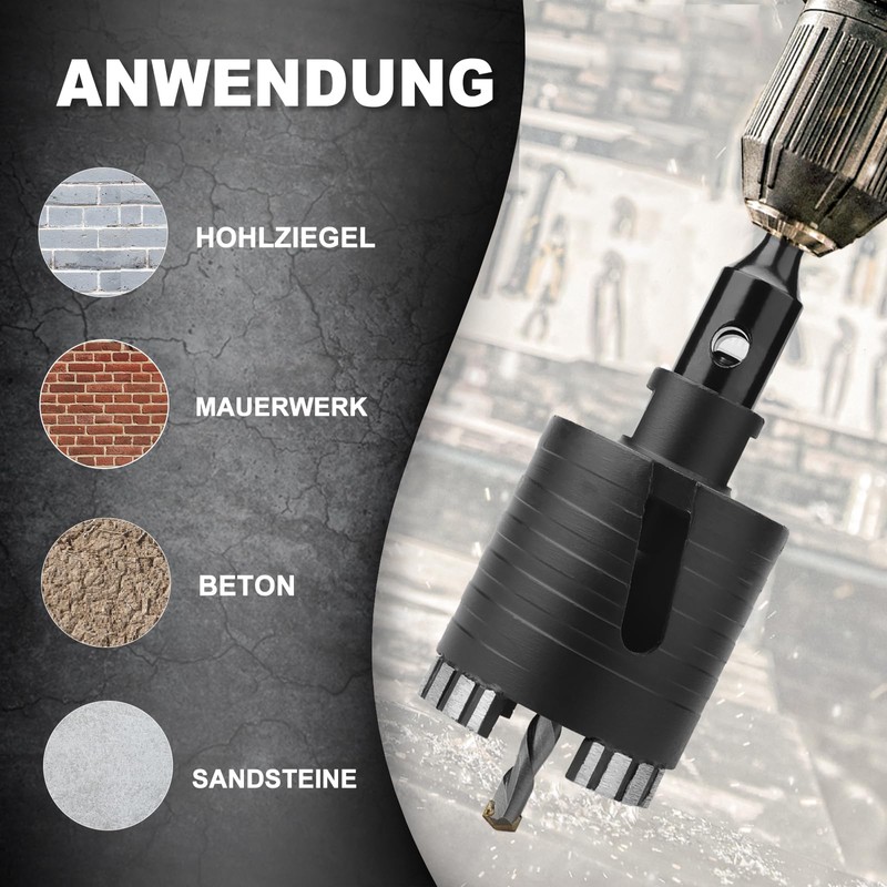Drill Bit 52 mm with M16 Socket, SDS Plus Adapter