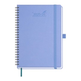 BEZEND Calendar 2025 2026 Weekly Planner A5, 18 Months July 25-Dec 26, Book Calendar Ring Binder PU Leather Soft Cover 1 Week 2 Pages with Pen Holder - Cornflower