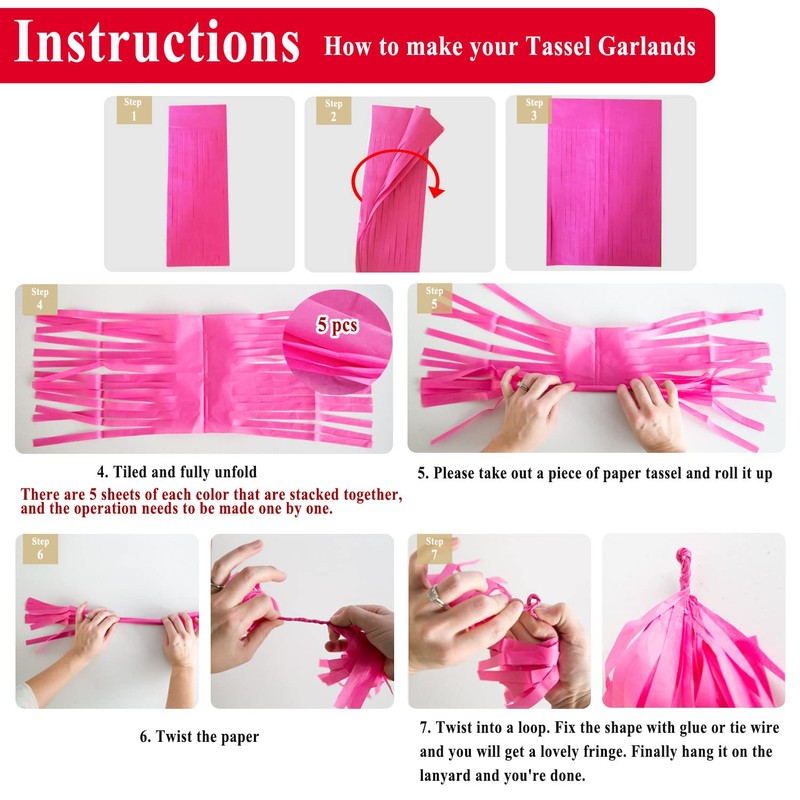White Tassel Garland 20 Pcs, Tissue Paper Tassels Garland Banner