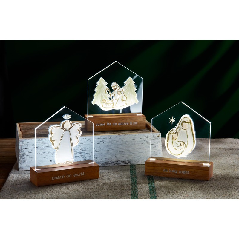 Mud Pie Led Acrylic Christmas Sitter, Holy, 6" x 5