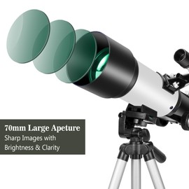 Telescopes, Telescope for Kids and Adults Beginners, 70mm Aperture 400mm Focus Length Refractor Travel Telescope with AZ Mount for Observe The Moon and Landscape