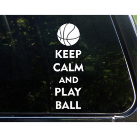 Sweet Tea Decals Keep Calm and Play Ball - Basketball - 3" x 8 3/4" - Vinyl Die Cut Decal/Bumper Sticker for Windows, Trucks, Cars, Laptops, Macbooks, Etc.