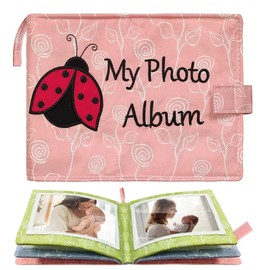 Baby Soft Photo Albums My First Family Album Soft Cloth Baby Photo Book My First Family Photo Album -Soft Cloth,Baby Safe,Holds 4x6 Photo Album (Pink)