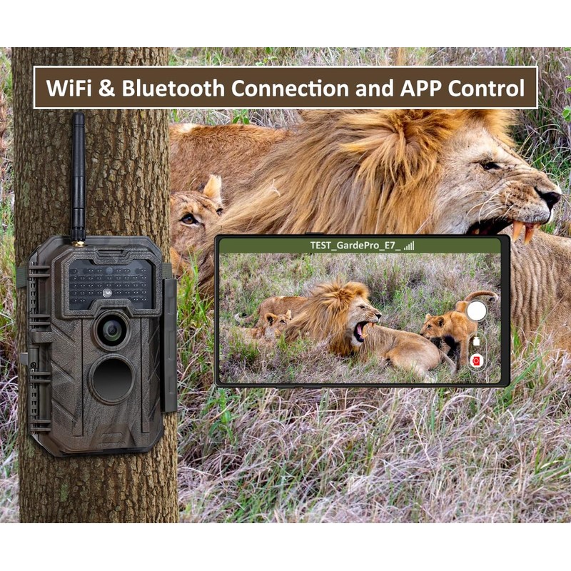 GardePro E7 WiFi Wildlife Camera, 64MP 1296P, Phone App, 100ft