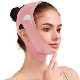 Face Slimming Strap, Double Chin Reducer Band, V-Line Lifting Mask for Women, Pink