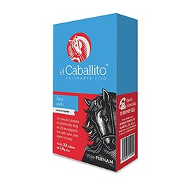 el Caballito Jeans, el único Colorante en Polvo para ropa color Azul cielo ¡Revive y cambia el color de tu prenda favorita! Cajilla con 12 sobres de 16g c/u