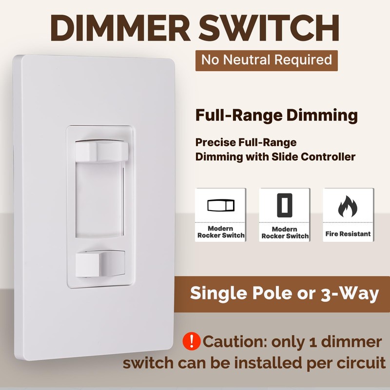 MOES Dimmer Light Switch 4 Pack, 3 Way & Single