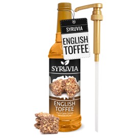 Syruvia English Toffee Coffee Syrup - 25.4 fl oz Premium Coffee Flavoring Syrup - Kosher Coffee Syrups, Gluten Free, No Coloring, Perfect for Drinks, Soda, Shakes, Desserts, and More With Syrup Pump