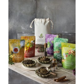 Gardenika Organic Loose Leaf Tea Sampler - Caffeinated - Black and Green Leaves Variety - Kosher, No Natural or Artificial Flavors - 5 Pack