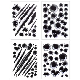 AUEAR, 4 Pack Bullet Hole 3D Stickers Fake Gun Shots for Room Car Truck Fridge Crafts Motorcycle Helmet