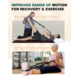 Trideer Stretching Strap Yoga Strap Physical Therapy for Home Workout, Exercise, Pilates and Gymnastics, 10 Loops Non-Elastic Stretch Bands with Aesthetic Packaging for Women & Men (Black)