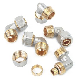 LTWFITTING Screw Fitting Angle 90° with 1/2 Inch External Thread for Aluminium Composite Pipe 16 mm (Pack of 5)