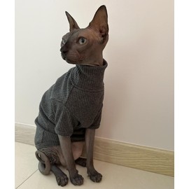 Kitipcoo Sweater for Sphynx Cat, X-Large, Deep Grey (Cotton, Turtleneck, Pull On, 1 Pack)