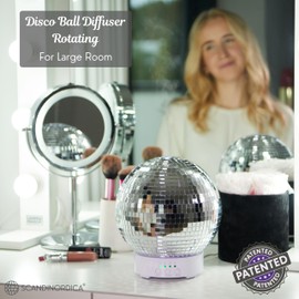 SCANDINORDICA Disco Ball Diffuser Rotating - 300ML Essential Oil Diffuser with Whisper Quiet Operation, 7 Color Night Light & 4 Time Settings | Aromatherapy Diffuser for Large Room Silver