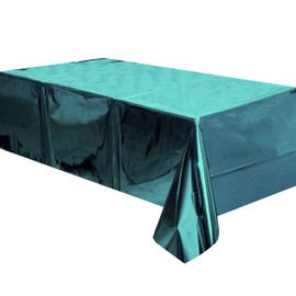 Light Blue Foil Tablecloth Plastic Table Cover Rectangle Tables Tinsel Foil Table Cloth for Wedding Anniversary Bachelorette Birthday Baby Shower Thanksgiving Christmas Party, 54 x 108 Inch, 2pc