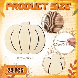 Blulu 24 Pcs Thanksgiving Hollow Wooden Pumpkin Cutouts Unfinished Wood Pumpkin Craft Fall Wood Pumpkin Decoration Wooden Ornament Fall Decor for DIY Painting Party Supplies(5 Inch)