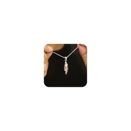 Vintage Unique Wishing Stone Pendant Necklace for Men Simulated Meteorite Gemstone Necklace for Spiritual Energy Healing Hexagonal Pendant Divination Gift for Dad Husband (Silver)