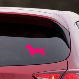 NBFU Decals Dachshund Dog Animal Lover 1 (Pink) (Set of 2) Premium Waterproof Vinyl Decal Stickers for Laptop Phone Accessory Helmet Car Window Bumper Mug Tuber Cup Door Wall Decoration