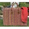 LaFiore24 Women's Shopping Basket, Natural Handbag, Natural Basket, Large, Red