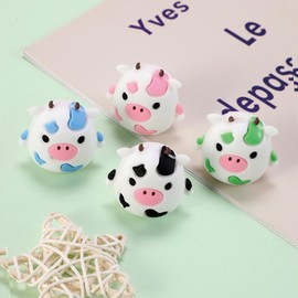 4 Pcs Cute Pencil Sharpener & Eraser 2-in-1 Cartoon Cow Pencil Sharpener Small Manual Pencil Sharpener Kawaii Plastic Sharpener School Office Supplies Pencil Sharpener for Women Girls Boys (Cow)