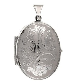 Designer Inspirations Boutique 25MM Wide MEDIUM Victorian Scrolling Engraved Oval Locket - 925 Sterling Silver